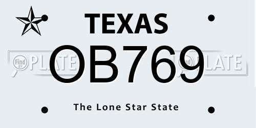OB769 Texas License Plate