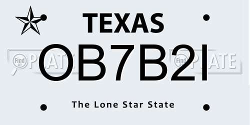 OB7B2I Texas License Plate