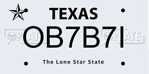 OB7B7I Texas License Plate