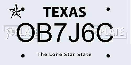 OB7J6C Texas License Plate