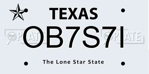 OB7S7I Texas License Plate
