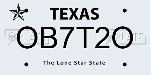 OB7T2O Texas License Plate