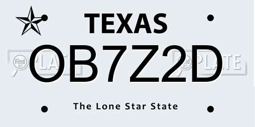 OB7Z2D Texas License Plate