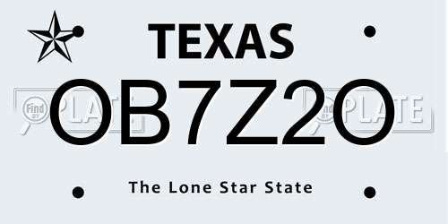 OB7Z2O Texas License Plate