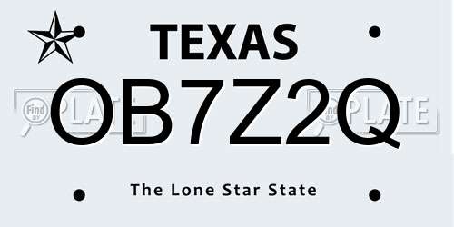 OB7Z2Q Texas License Plate