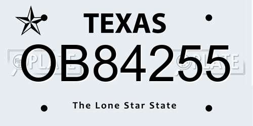OB84255 Texas License Plate