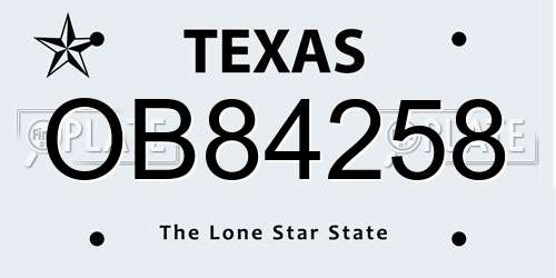 OB84258 Texas License Plate