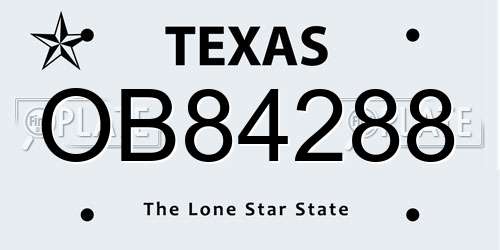 OB84288 Texas License Plate