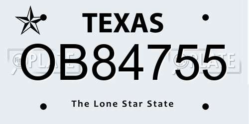 OB84755 Texas License Plate