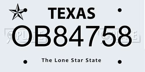 OB84758 Texas License Plate