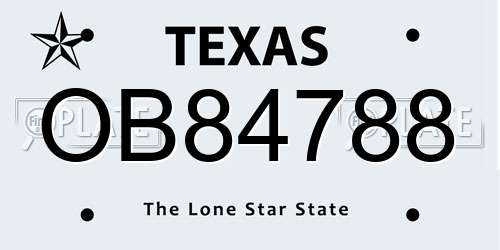 OB84788 Texas License Plate