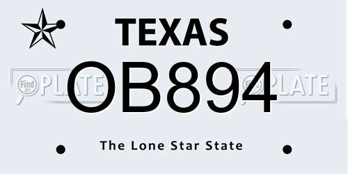 OB894 Texas License Plate