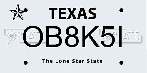 OB8K5I Texas License Plate