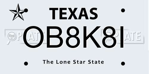OB8K8I Texas License Plate