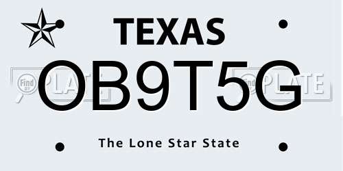 OB9T5G Texas License Plate