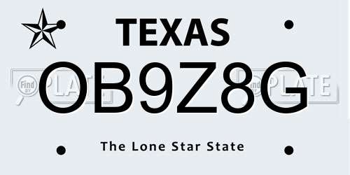 OB9Z8G Texas License Plate