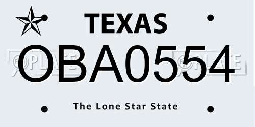 OBA0554 Texas License Plate