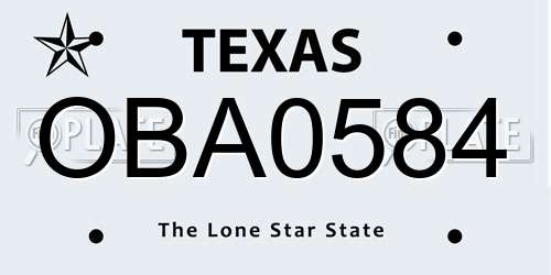 OBA0584 Texas License Plate
