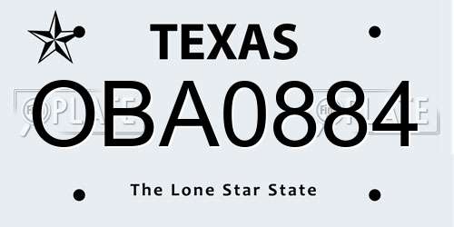 OBA0884 Texas License Plate