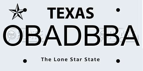 OBADBBA Texas License Plate