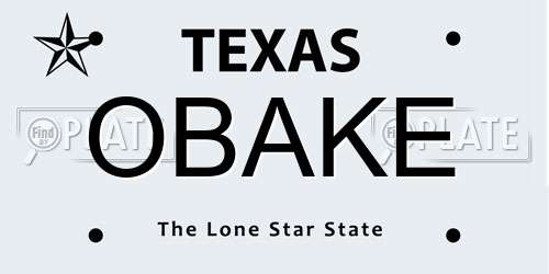 OBAKE Texas License Plate