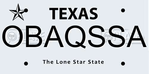 OBAQSSA Texas License Plate