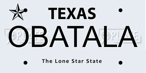 OBATALA Texas License Plate