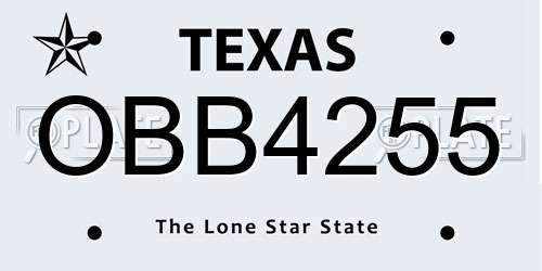 OBB4255 Texas License Plate