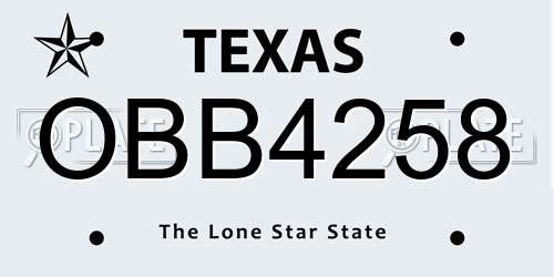 OBB4258 Texas License Plate