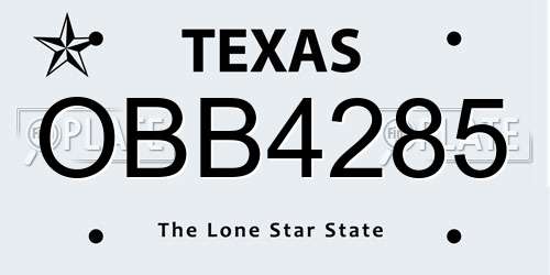 OBB4285 Texas License Plate