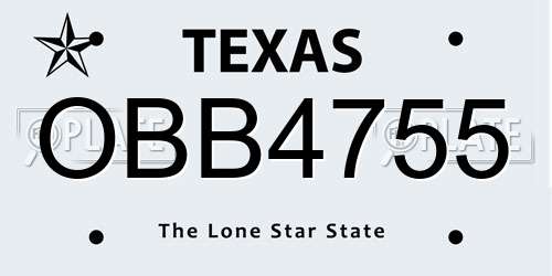 OBB4755 Texas License Plate