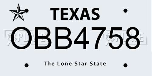 OBB4758 Texas License Plate