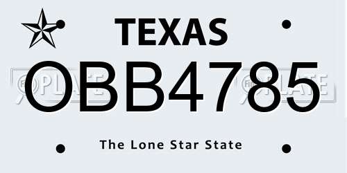 OBB4785 Texas License Plate