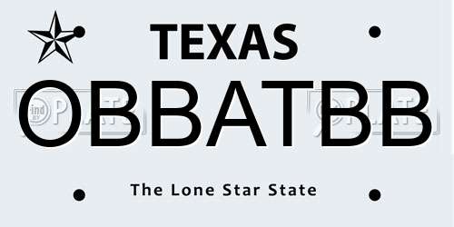 OBBATBB Texas License Plate