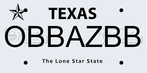 OBBAZBB Texas License Plate