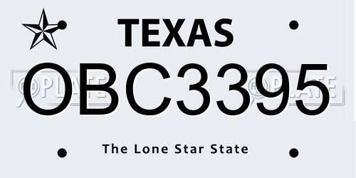 OBC3395 Texas License Plate