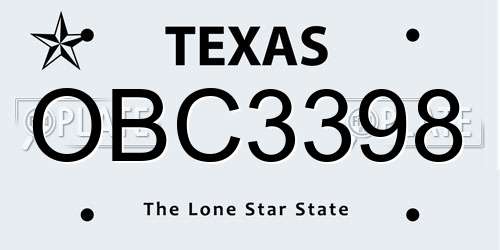 OBC3398 Texas License Plate