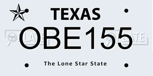 OBE155 Texas License Plate