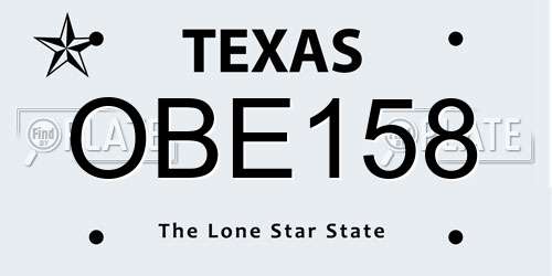 OBE158 Texas License Plate