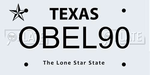 OBEL90 Texas License Plate