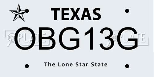 OBG13G Texas License Plate