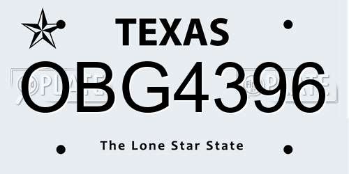 OBG4396 Texas License Plate