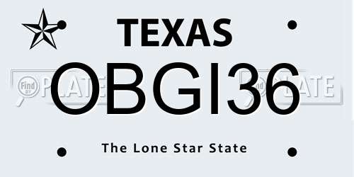 OBGI36 Texas License Plate