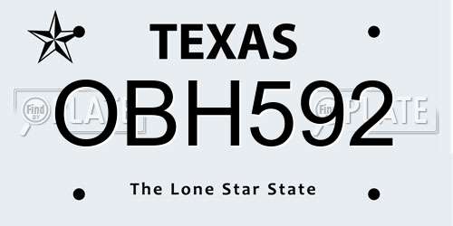 OBH592 Texas License Plate