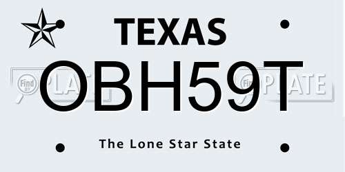 OBH59T Texas License Plate