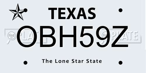 OBH59Z Texas License Plate