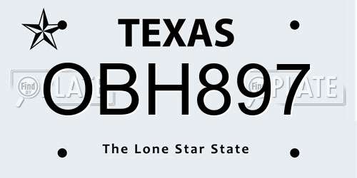 OBH897 Texas License Plate