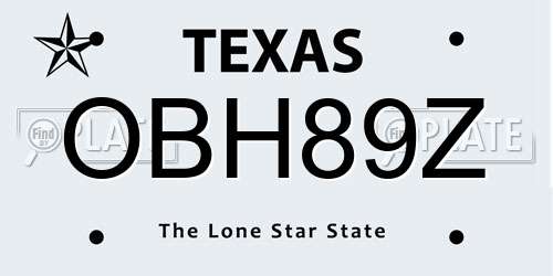 OBH89Z Texas License Plate