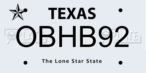 OBHB92 Texas License Plate