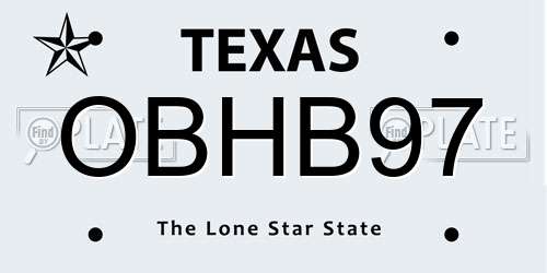 OBHB97 Texas License Plate
